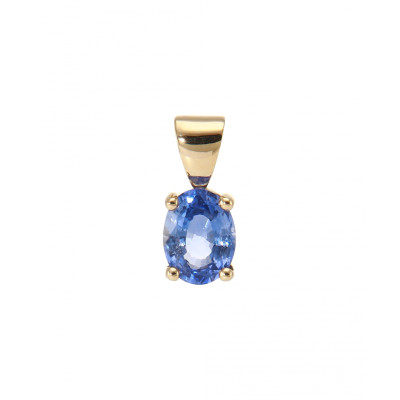 Pendentif Or Jaune 750 Saphir de Ceylan Ovale 7x5mm