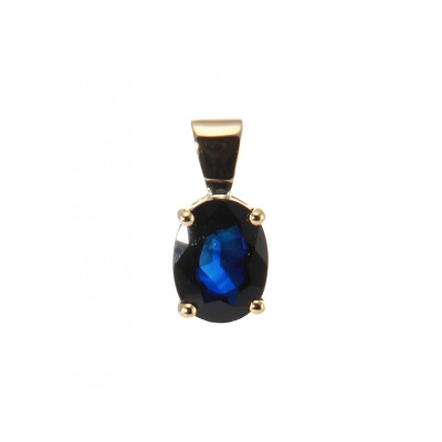 Pendentif Or Jaune 750 Saphir Ovale 8x6mm