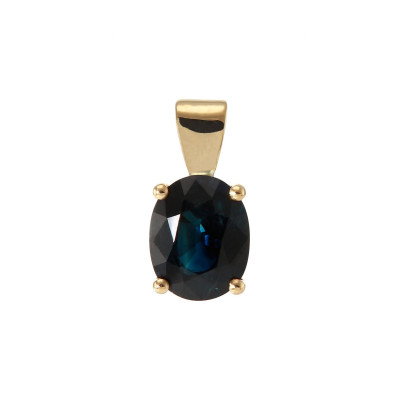 Pendentif Or Jaune 750 saphir ovale 9x7mm
