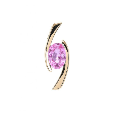 Pendentif Or Jaune 750 Saphir Rose Ovale 7x5mm