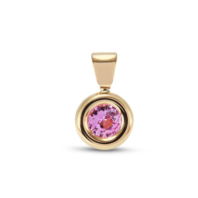 Pendentif Or Jaune 750 Saphir Rose rond 4mm