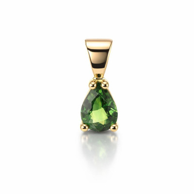 Pendentif Or Jaune 750 Saphir Vert Poire 7x5mm
