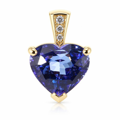 Pendentif Or Jaune 750 Tanzanite coeur et diamants