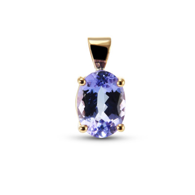 Pendentif Or Jaune 750 Tanzanite Ovale 10x8mm