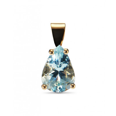 Pendentif Or Jaune Aigue Marine Poire 11x7mm
