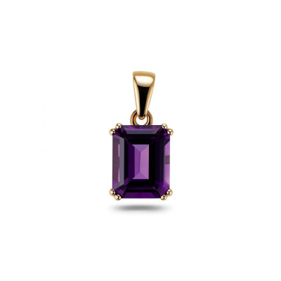 Pendentif Or Jaune Améthyste rectangulaire 9x6mm
