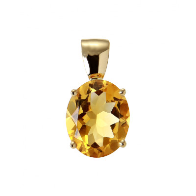 Pendentif Or Jaune Citrine Ovale 12x10mm
