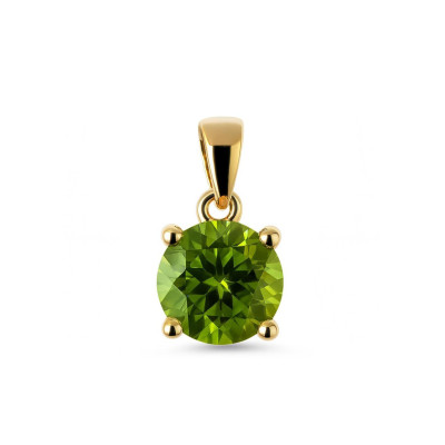 Pendentif Or Jaune Péridot Rond 6mm
