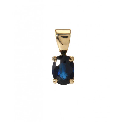 Pendentif Or Jaune Saphir Ovale 7x5mm