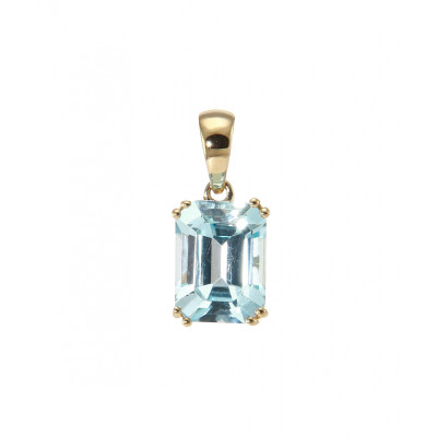 Pendentif Or Jaune Topaze Bleue Traitée RPC 9x6mm