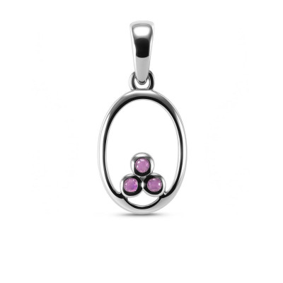 Pendentif Ovale Argent et 3  Améthystes