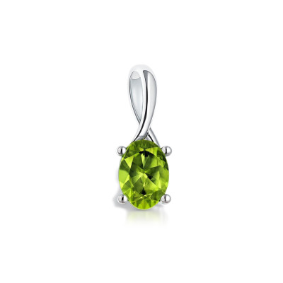 Pendentif Péridot Ovale 6x4mm Or Blanc 375
