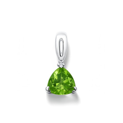 Pendentif Péridot Triangulaire 6x6mm et Diamant Or Blanc 375