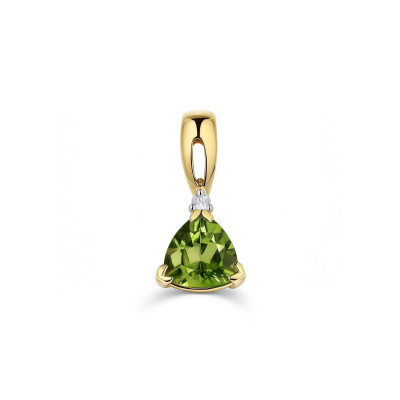Pendentif Péridot Triangulaire 6x6mm et Diamant Or Jaune 375