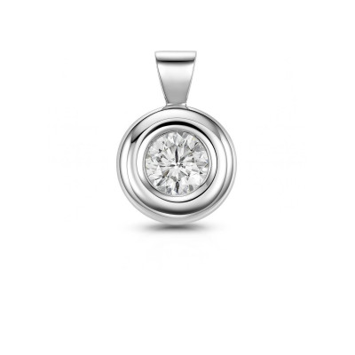 Pendentif Pneu Or Blanc 750 Diamant 0.60 carat J Si1