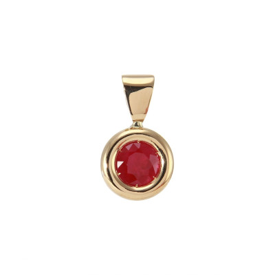 Pendentif Pneu Or Jaune 750 Rubis Rond