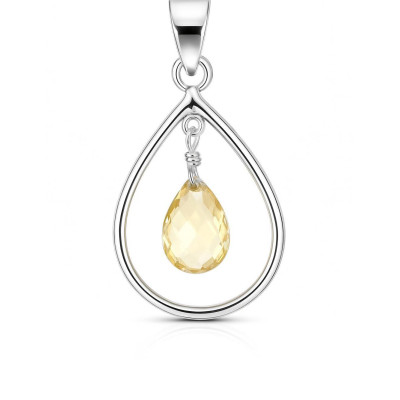 Pendentif Poire en Argent 925 et Citrine