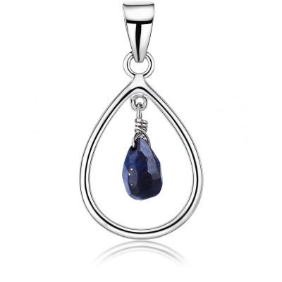 Pendentif Poire en Argent 925 Satiné et Lapis
