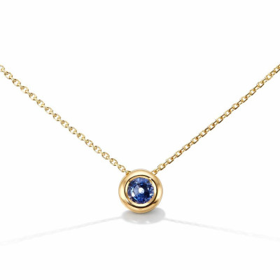 Pendentif Saphir de Ceylan monté sur une chaine maille forçat