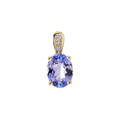 Pendentif Tanzanite Ovale 8x6mm et Diamants Or jaune
