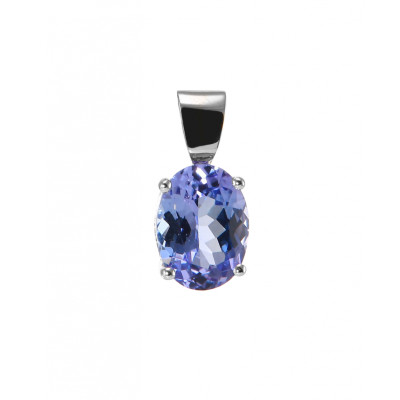 Pendentif Tanzanite Ovale 8x6mm Or Blanc 750