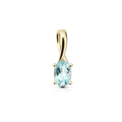 Pendentif  Topaze bleue traitée Ovale 6x4mm Or Jaune 375 