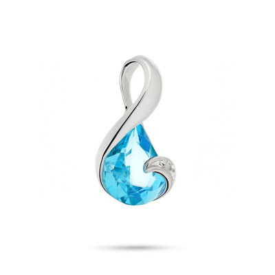 Pendentif Topaze  Bleue Traitée  Poire 8x6mm Or Blanc