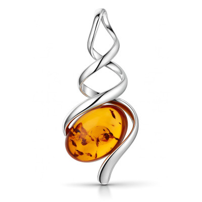 Pendentif Tourbillon Ambre et Argent 925