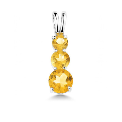 Pendentif Trilogie Argent 925 et Citrine
