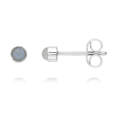 Puces d'oreilles  Argent 925 Calcédoine 3mm