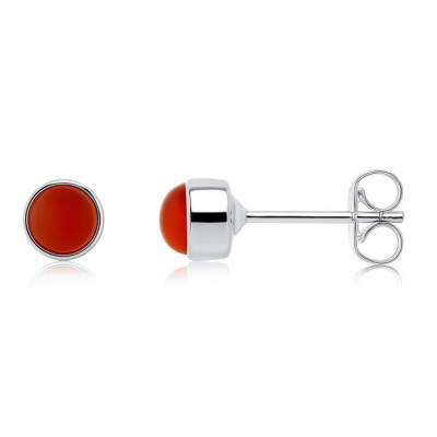 Puces d'oreilles  Argent 925 Cornaline 5.5mm