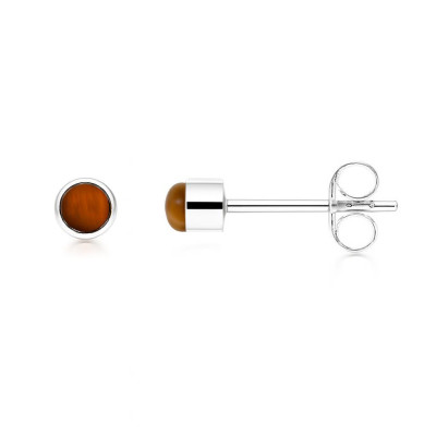 Puces d'oreilles  Argent 925 Oeil de tigre 3mm