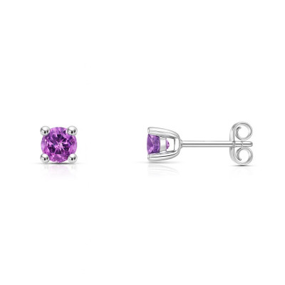 Puces d'oreilles Argent Amethyste 4mm
