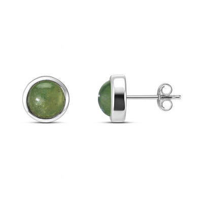 Puces d'oreilles Argent Aventurine  6mm