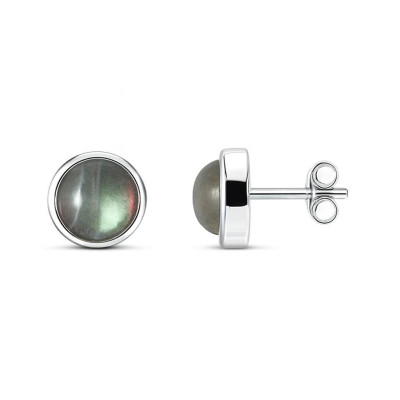 Puces d'oreilles Argent Labradorite Ronde 6mm