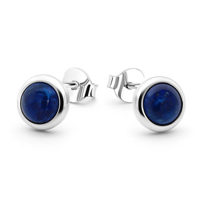 Puces d'oreilles Argent Lapis lazuli Rond 7mm
