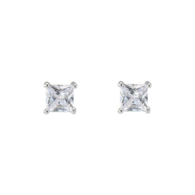 Puces d'oreilles Argent Oxydes de zirconium Carrés 5mm