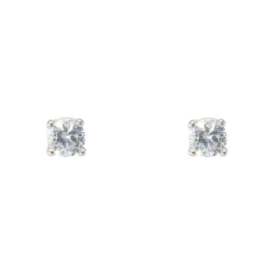 Puces d'oreilles Argent Oxydes de zirconium Ronds 5mm