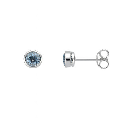 Puces d'oreilles Argent Topaze Bleue Traitée 4.5mm