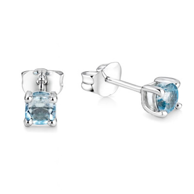 Puces d'oreilles Argent Topaze Bleue traitée 4mm