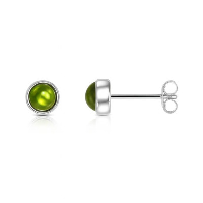 Puces d'oreilles en Argent et Péridot 5.5mm