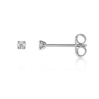 Puces d'oreilles Or Blanc 750 Diamant 0.06 carat