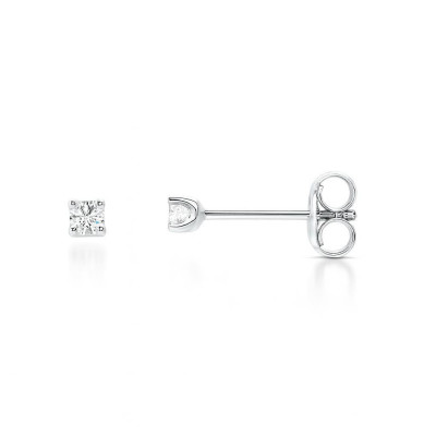 Puces d'oreilles Or Blanc 750 Diamant 0.15 carat