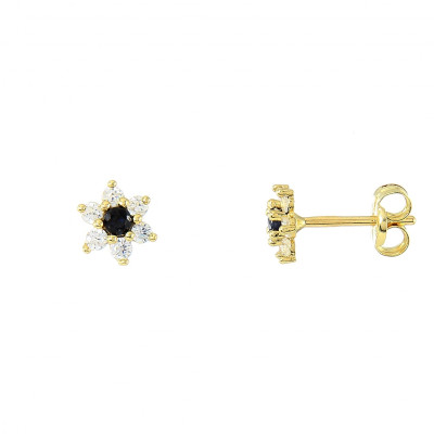 Puces  d'oreilles Or Jaune 750 Saphir rond et oxydes