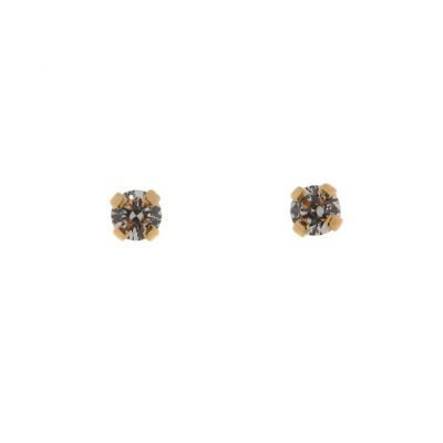 Puces d'oreilles Oxyde de zirconium 3mm Or Jaune
