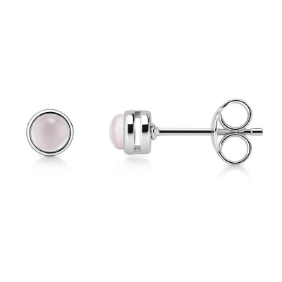 Puces d'oreilles Quartz Rose 3.5mm en Argent