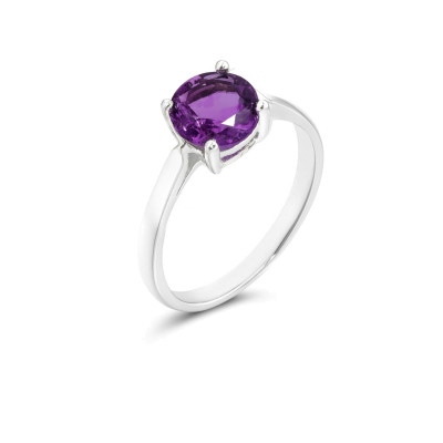 Solitaire Argent  Améthyste 8mm