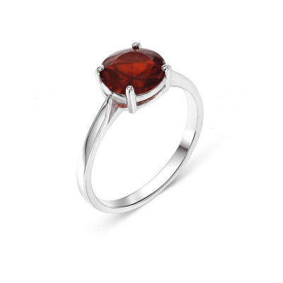 Solitaire Argent  Grenat Rond 8mm