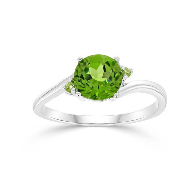 Solitaire Argent  Péridot 7mm