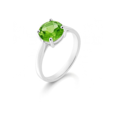Solitaire Argent  Péridot Rond 8mm